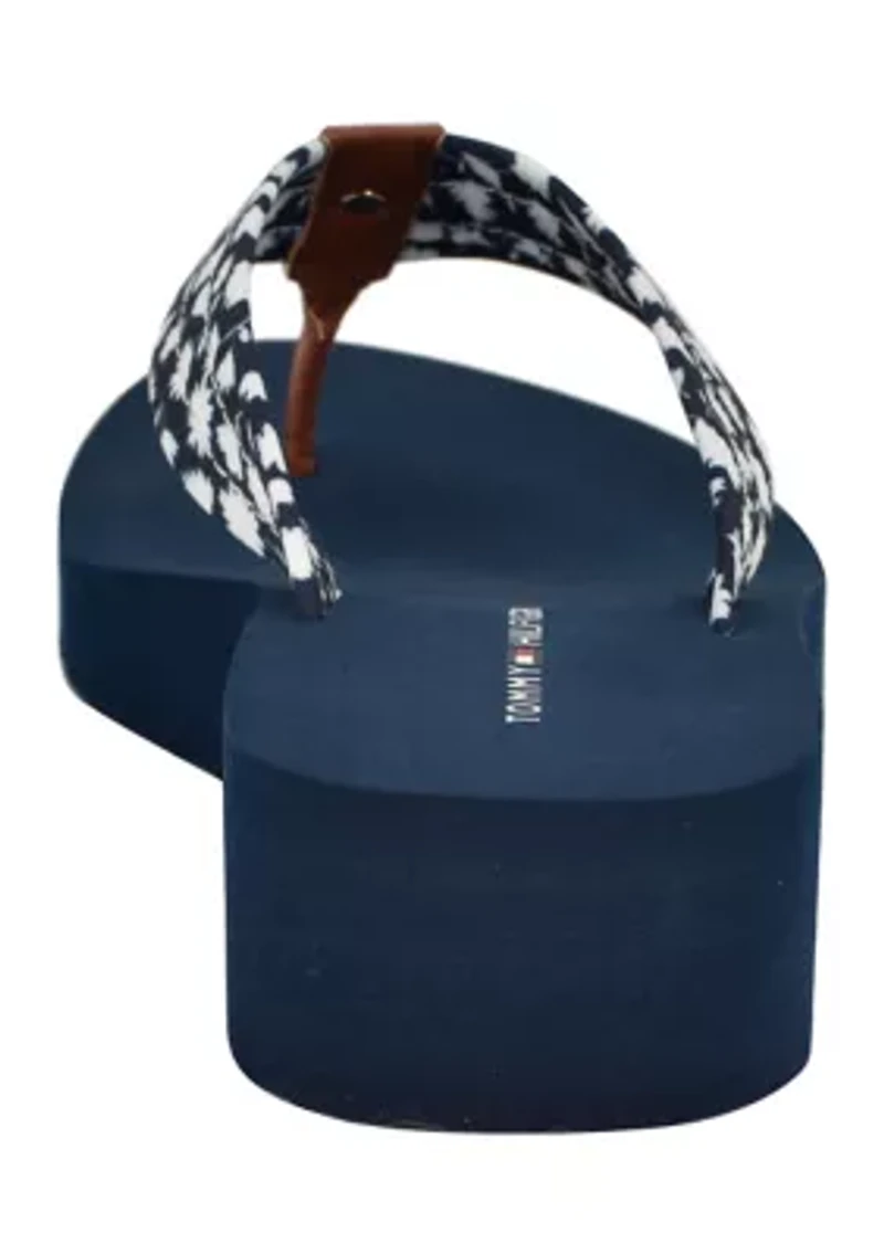 Rhalime Floral Wedge Flip Flop Thong Sandals