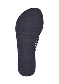 Rhalime Floral Wedge Flip Flop Thong Sandals