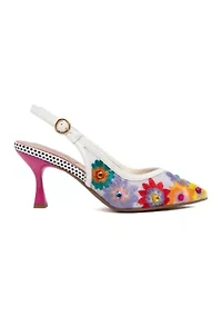 Day Floral 2 Sling Back Kitten Heels