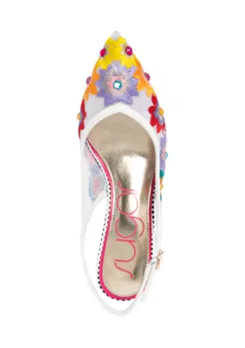 Day Floral 2 Sling Back Kitten Heels