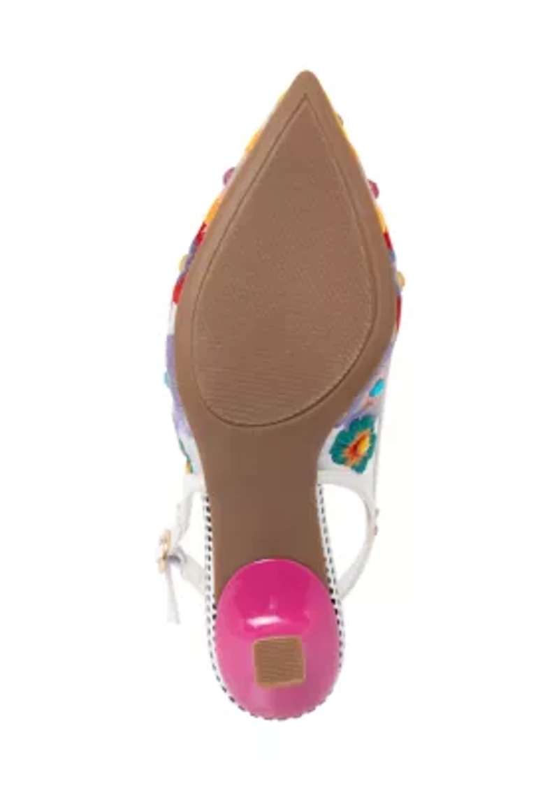 Day Floral 2 Sling Back Kitten Heels