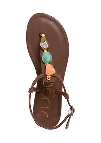 Gems Ankle Strap Thong Sandals