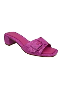 Athena Buckle Heeled Slide Sandals