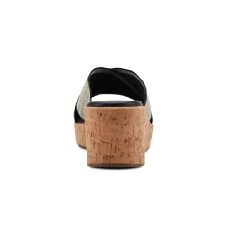 Fawn Slip-on Square Toe Casual Wedge Sandals