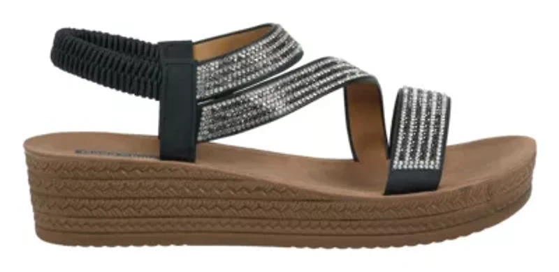 Women's Rhinestone Strap Wedge Sandal