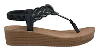 Women's Embellished T Strap Wedge Sandal
