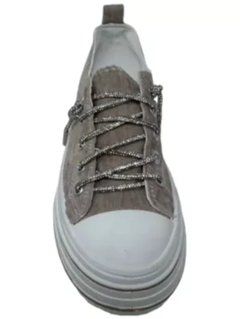 Aman Prints Women's Slip-on Glitter Laced Sneaker a Beautiful Lush Velvet Fabric