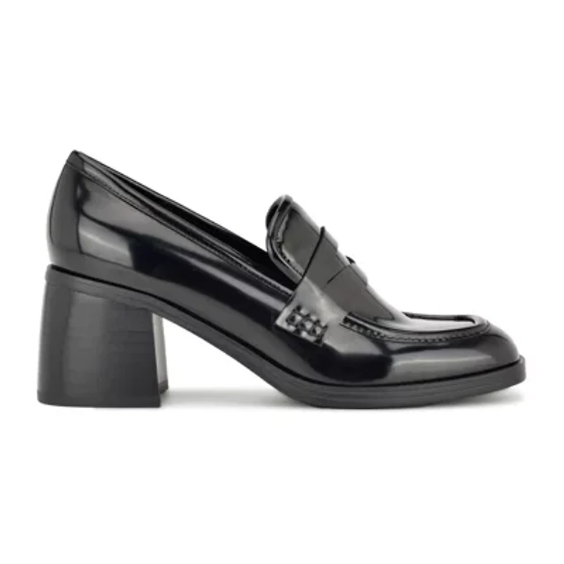 Avalia Square Toe Block Heel Loafers
