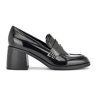Avalia Square Toe Block Heel Loafers