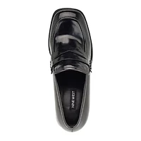 Avalia Square Toe Block Heel Loafers