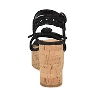 Comiele Square Toe Block Heel Wedge Sandals