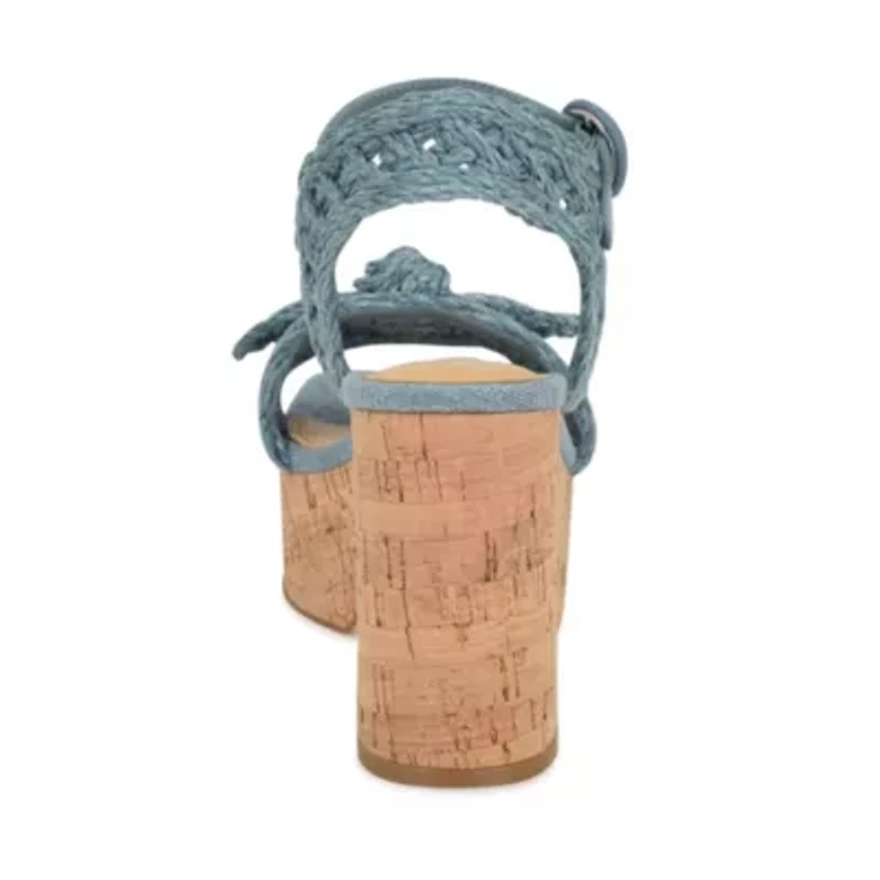 Comiele Square Toe Block Heel Wedge Sandals