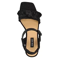 Comiele Square Toe Block Heel Wedge Sandals