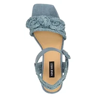 Comiele Square Toe Block Heel Wedge Sandals