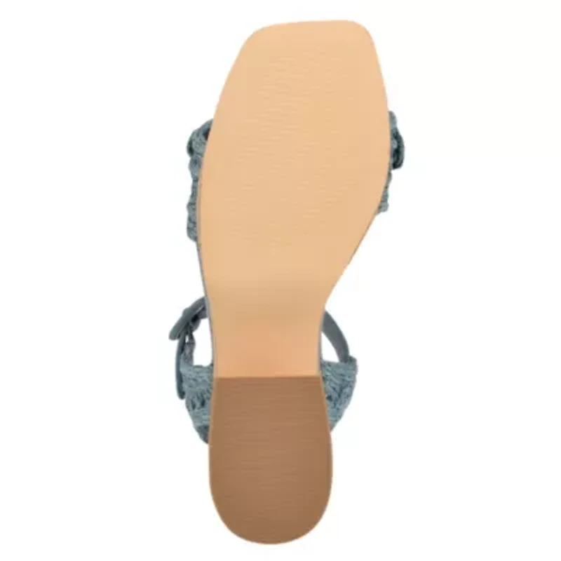 Comiele Square Toe Block Heel Wedge Sandals