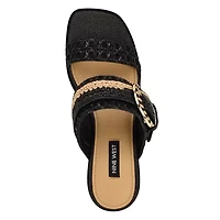 Ebels Block Heel Square Toe Slip-on Sandals