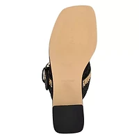 Ebels Block Heel Square Toe Slip-on Sandals