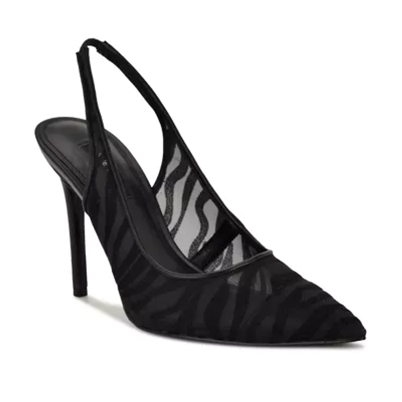 Feather Pointy Toe Slingback Dress Pumps