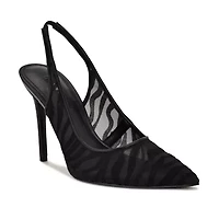 Feather Pointy Toe Slingback Dress Pumps