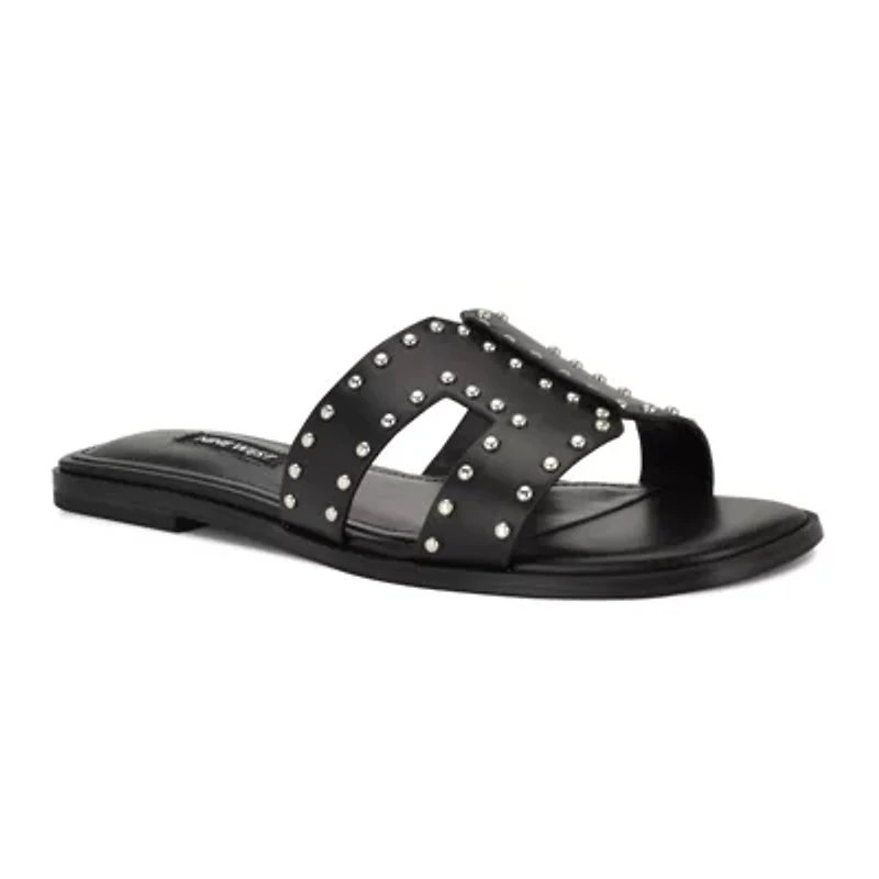 Giny Square Toe Slip-on Flat Casual Sandals