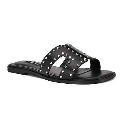 Giny Square Toe Slip-on Flat Casual Sandals