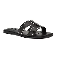 Giny Square Toe Slip-on Flat Casual Sandals