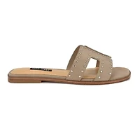 Giny Square Toe Slip-on Flat Casual Sandals