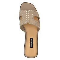 Giny Square Toe Slip-on Flat Casual Sandals