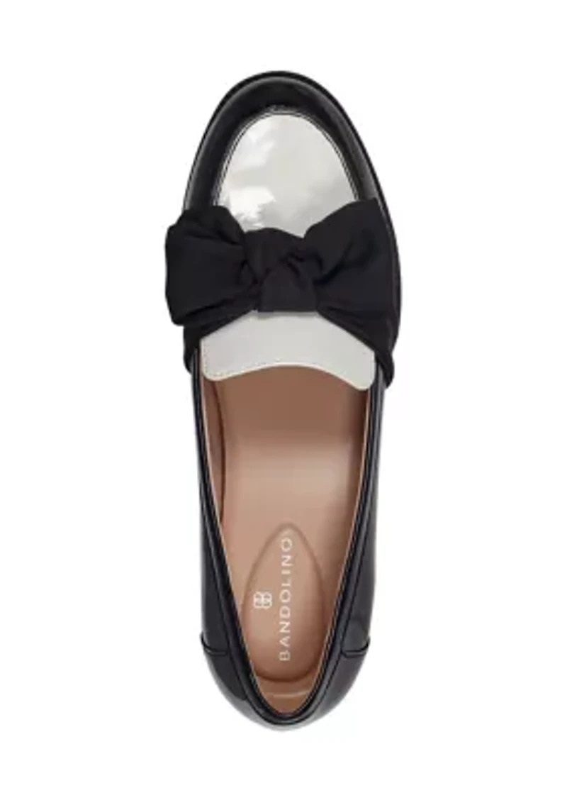 Lindio Bow Detail Block Heel Slip On Loafers