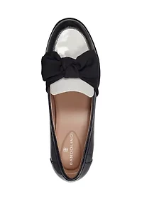 Lindio Bow Detail Block Heel Slip On Loafers
