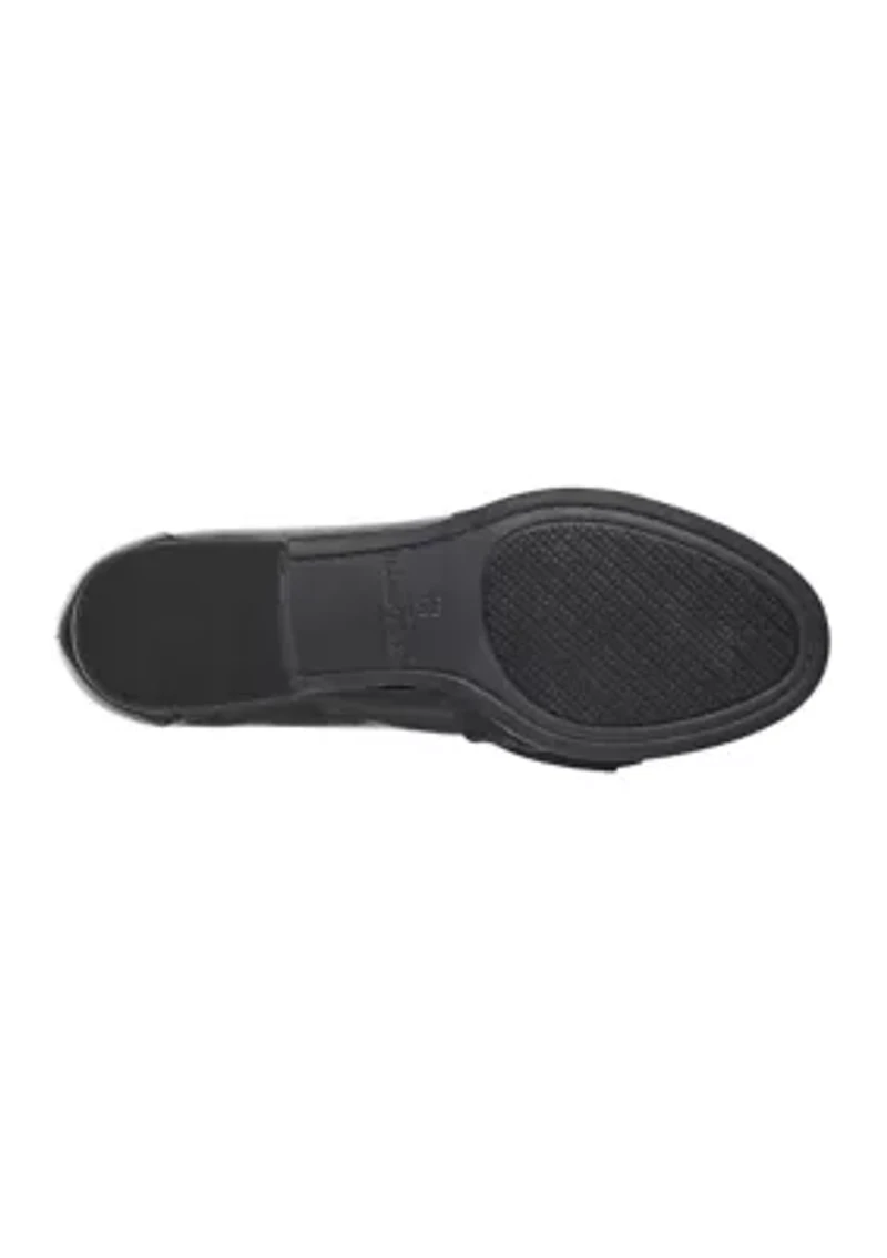 Lindio Bow Detail Block Heel Slip On Loafers