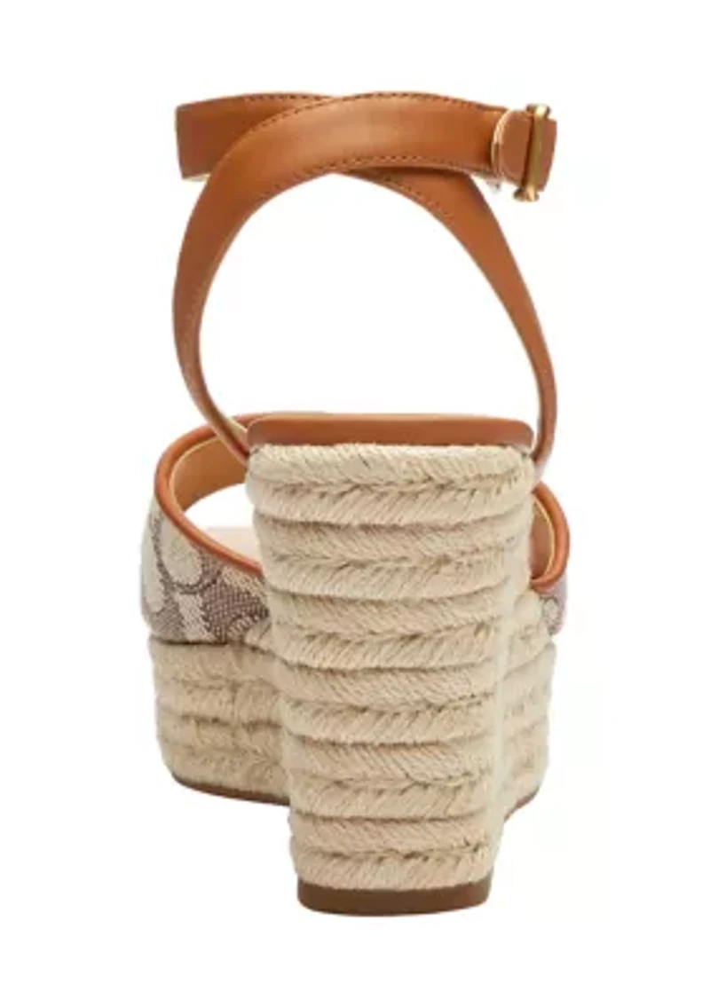Espadrille Signature Textile Jacquard Wedge Sandals