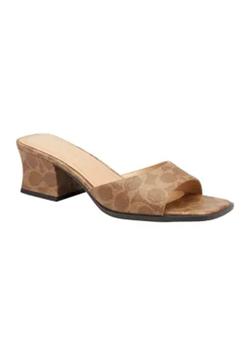 Sculpted C Block Heel Signature Canvas Sandals