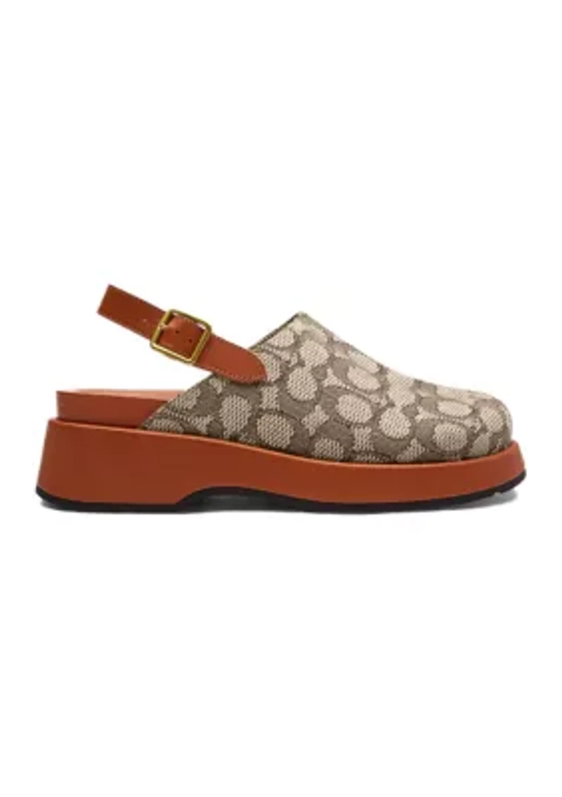 Signature Textile Jacquard Sculpted C Platform Clogs
