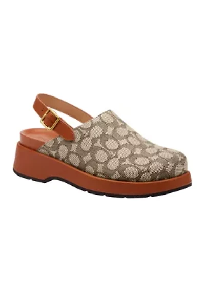 Sculpted C Platform Signature Textile Jacquard Clogs