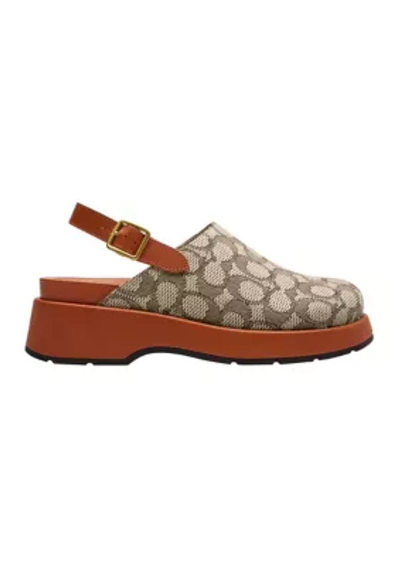 Sculpted C Platform Signature Textile Jacquard Clogs