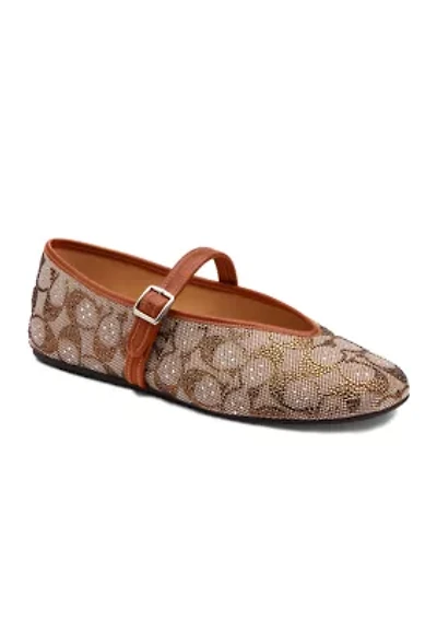 Crystal Signature Jacquard Mary Jane Flats