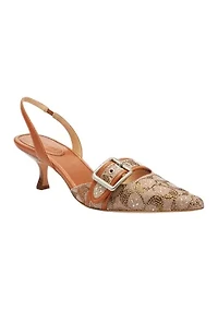 Margot Crystal Signature Jacquard Slingbacks