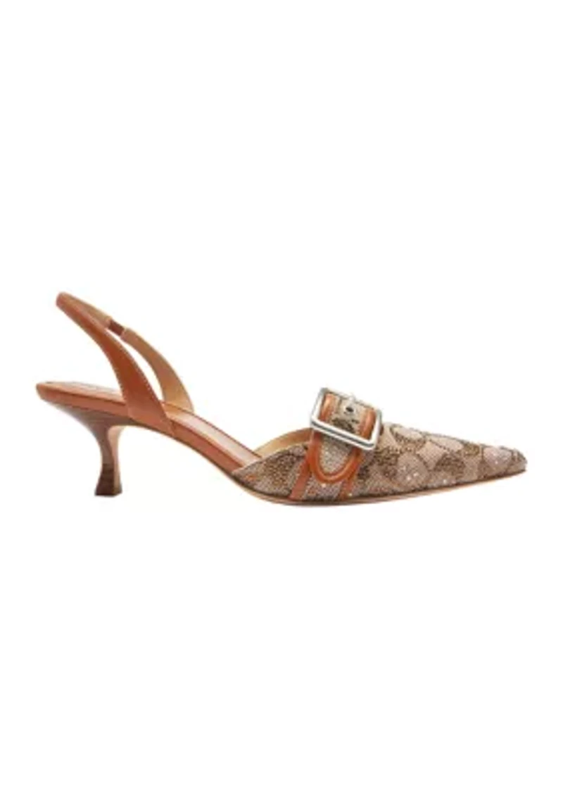 Margot Crystal Signature Jacquard Slingbacks
