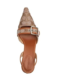 Margot Crystal Signature Jacquard Slingbacks
