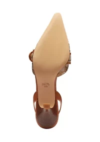 Margot Crystal Signature Jacquard Slingbacks