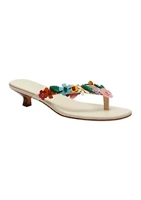 Tea Rose Kitten Heel Thong Sandals