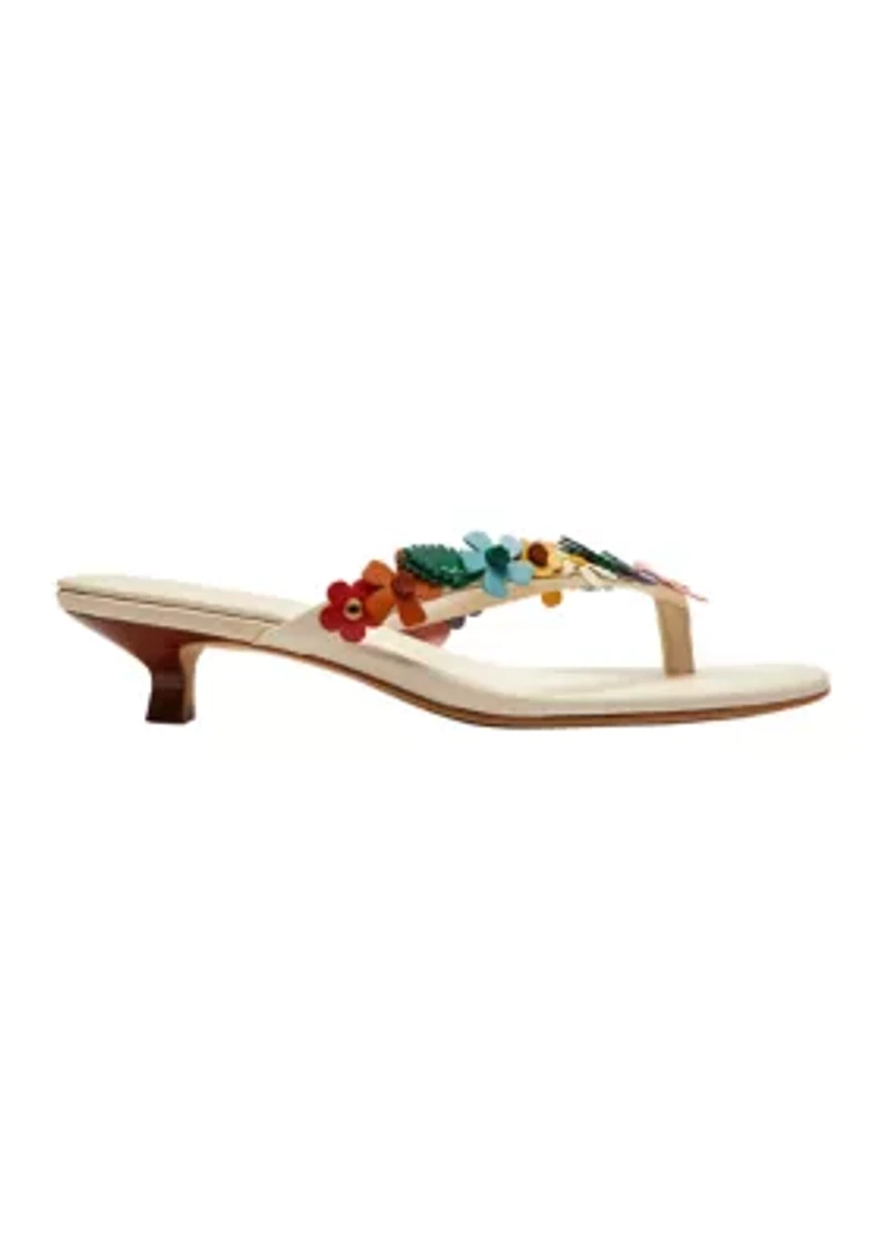 Tea Rose Kitten Heel Thong Sandals