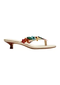 Tea Rose Kitten Heel Thong Sandals