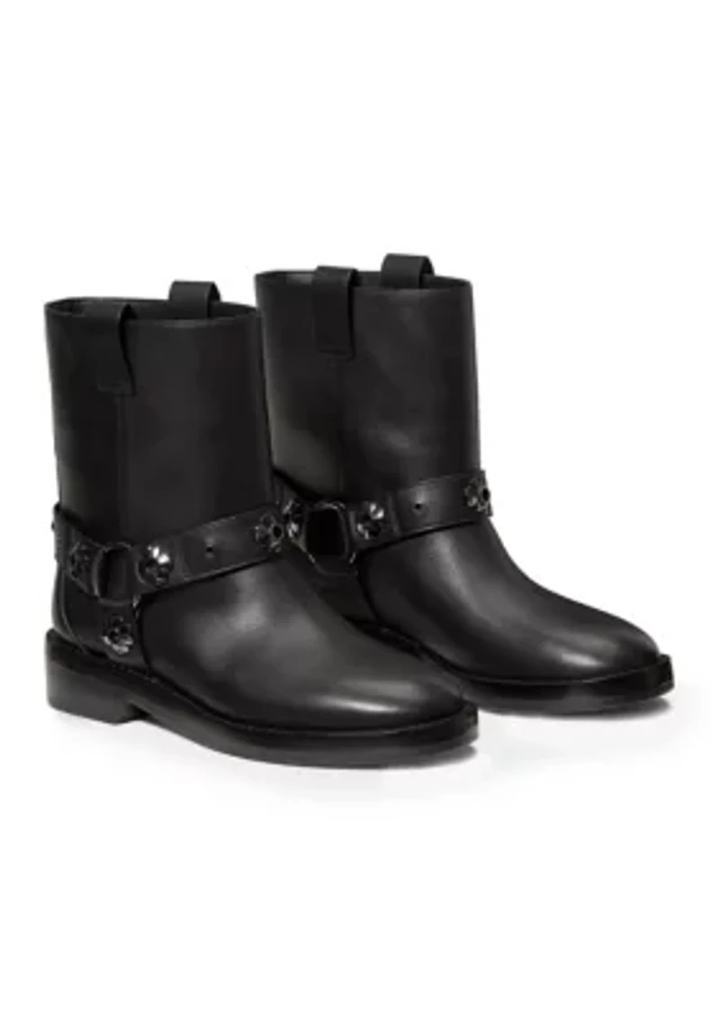 Flower Stud Moto Boots