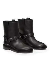 Flower Stud Moto Boots