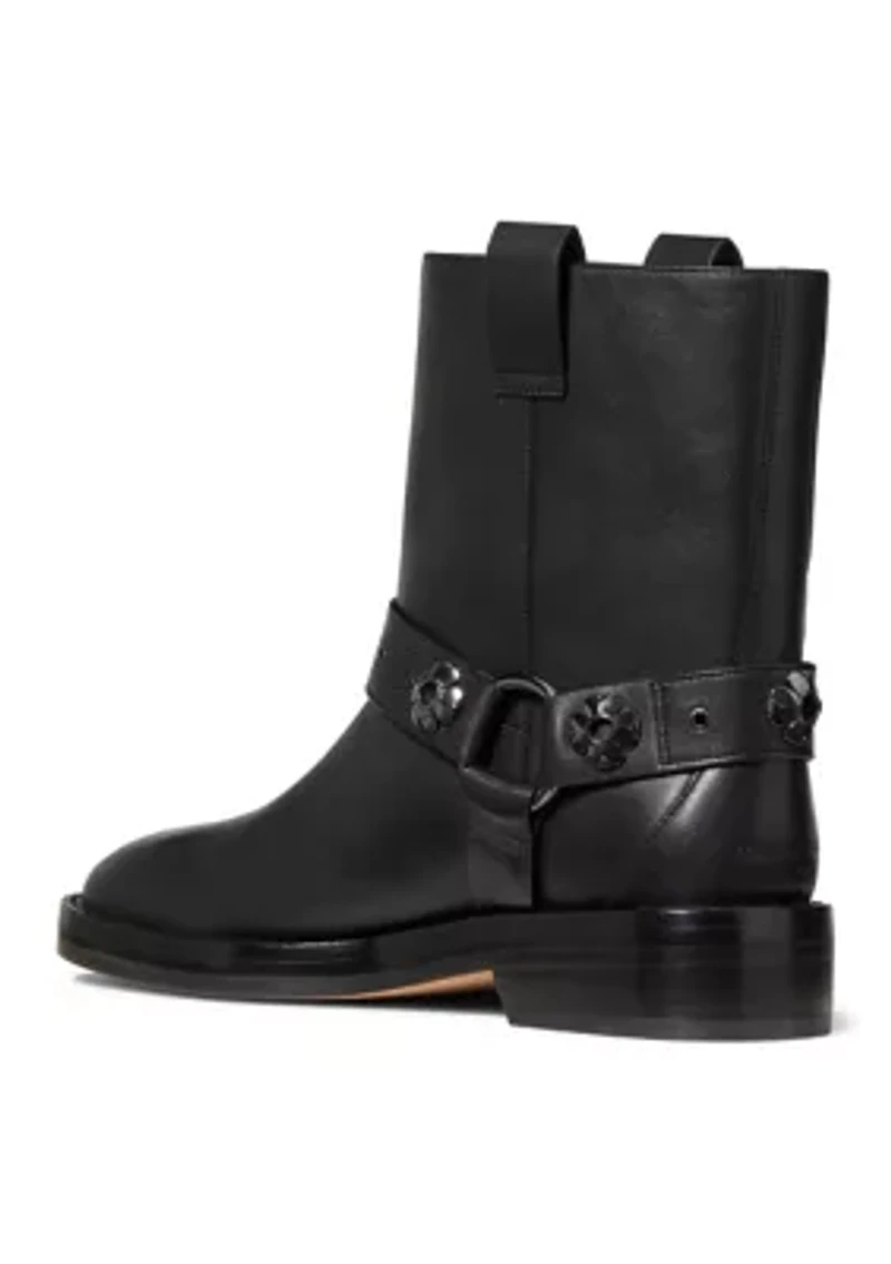 Flower Stud Moto Boots