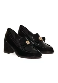 Deco Bow Heeled Loafers