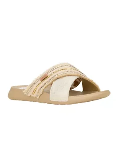 Christi Slide Novelty Fringe Flip Flop Thong Sandals
