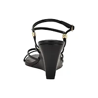 Deliney Round Toe Wedge Dress Sandals